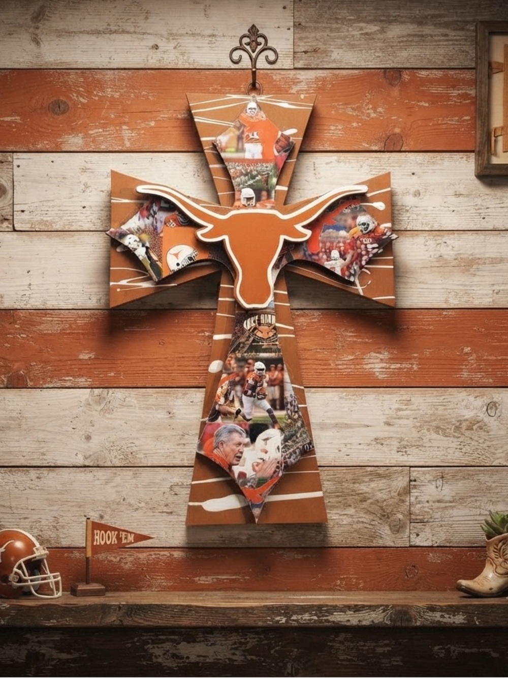 Texas Longhorns football Fan collection Decorative Wall Cross
11” x 16“
